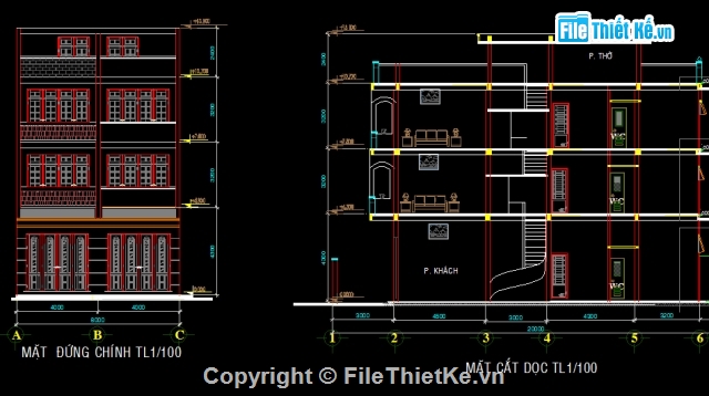 nhà mặt phố,Bản vẽ nhà phố,nhà phố 8m x20m